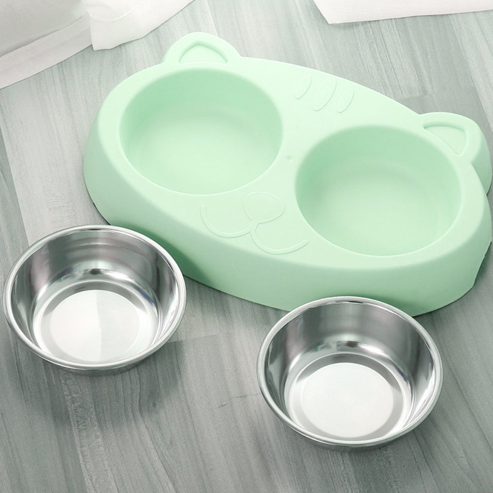 Dog Double Water And Food Bowls Stainless Steel