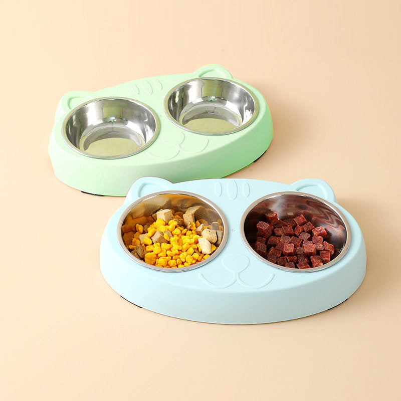 Dog Double Water And Food Bowls Stainless Steel