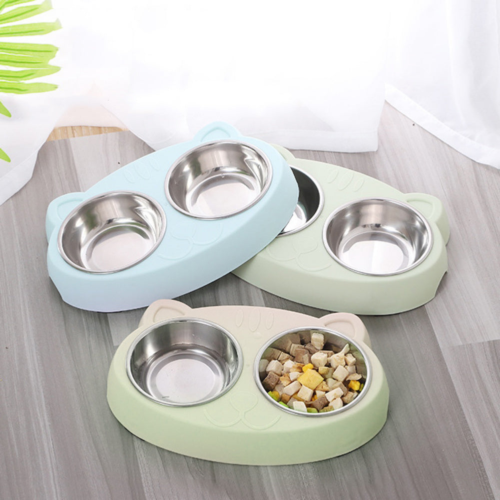 Dog Double Water And Food Bowls Stainless Steel